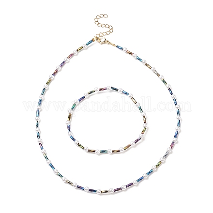 Perlenstretcharmbänder und Perlenkettensets für Damen SJEW-JS01275-02-1