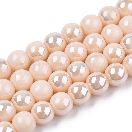 Chapelets de perles en verre opaque électrolytique X-GLAA-T032-P6mm-AB09-1