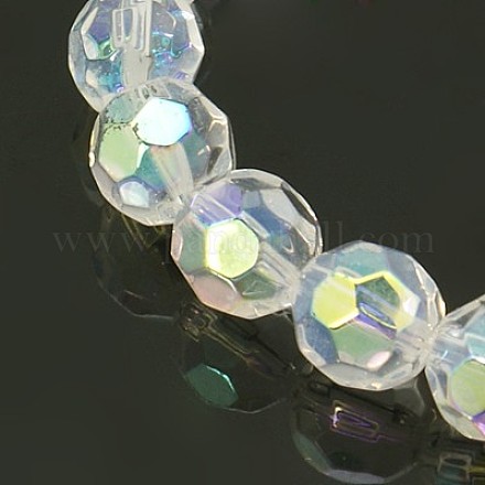 Cuentas redondas facetadas de vidrio hechas a mano de 13 pulgada GF10mmC28-AB-1