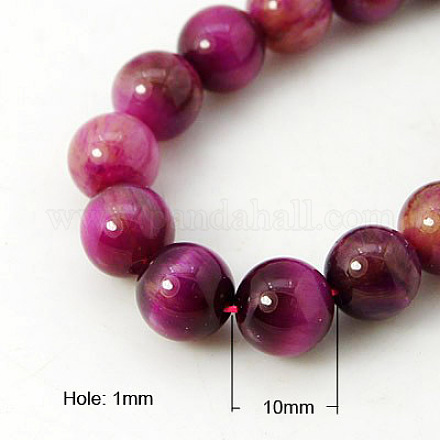Naturel rose de perles d'oeil de tigre brins G-G099-10mm-12-1