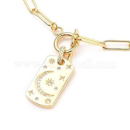 Ожерелья с подвесками из латуни с прозрачным кубическим цирконием NJEW-JN03103-02-1
