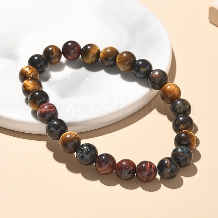 Braccialetti perlina occhio stirata tigre naturale BJEW-K212-B-005-1