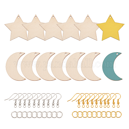 Kit para hacer aretes colgantes de luna y estrella diy pandahall elite DIY-PH0013-43-1