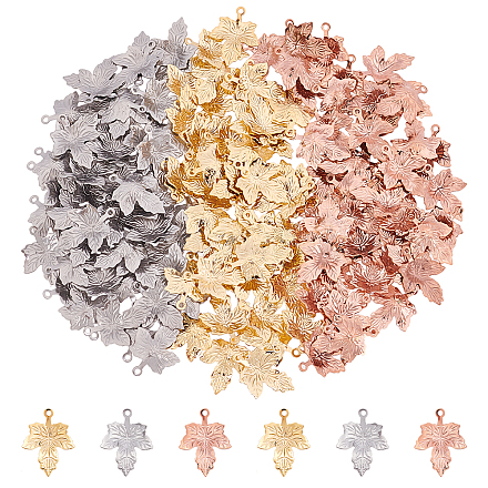 DICOSMETIC 150Pcs 3 Colors Stainless Steel Maple Leaf Charms Gold and Rose Gold Jewelry Making Charms for DIY Earring Bracelet Necklace Jewelry Making STAS-DC0007-85-1