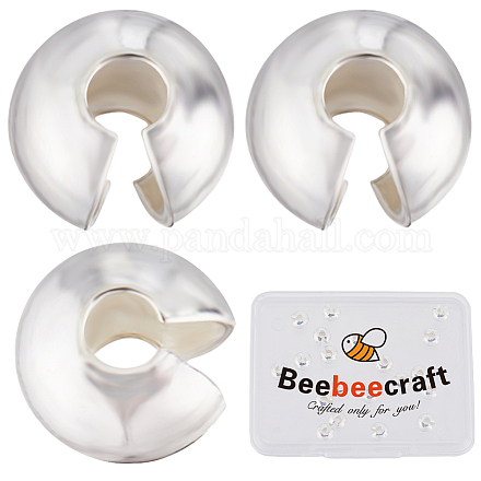 Beebeecraft 30 個 925 スターリングシルバーつぶし玉カバー  フラットラウンド  銀  5.5x4mm  穴：1.8mm FIND-BBC0002-98-1