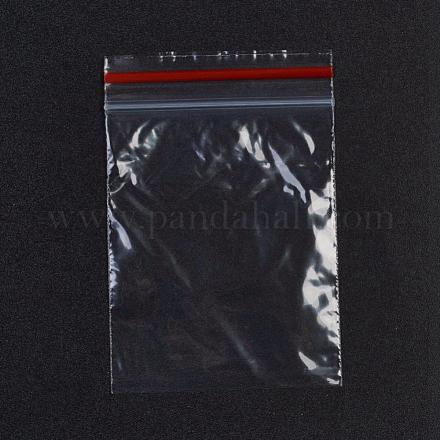 プラスチックジップロックバッグ  再封可能な包装袋  トップシール  セルフシールバッグ  長方形  レッド  7x5cm  片側の厚さ：1.1ミル（0.028mm） OPP-G001-E-5x7cm-1
