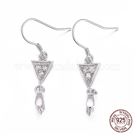 Rhodium Plated 925 Sterling Silver Earring Findings STER-F048-42P-1