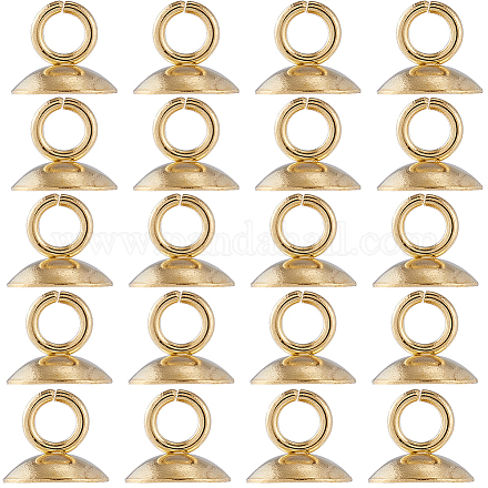 SUNNYCLUE 1 Box 100Pcs Bead Bail Cap Bead Caps with Loop Bead Caps Bails Pendant Bails Gold 304 Stainless Steel Round Bails Clasp Pearl Pendant Connector for Jewelry Making Accessories DIY Supplies STAS-SC0005-91-1