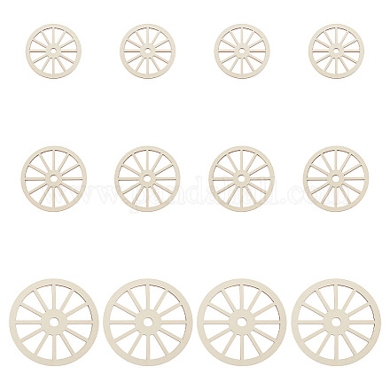 Diyの木材塗装クラフト用  子供のおもちゃ  客車列車の車輪  ベージュ  12cm  穴：3mm  7.45~12.5x0.25個/スタイル WOOD-OC0002-79-1