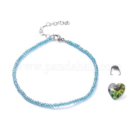 Galvanoplastie perles de verre anklets AJEW-AN00279-03-1