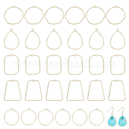 CHGCRAFT 30Pcs 5Styles Open Back Bezel Pendants Geometric Hollow Frame Rectangle Ring Charms for DIY UV Resin Pressed Flower Jewelry Making FIND-CA0006-15-1