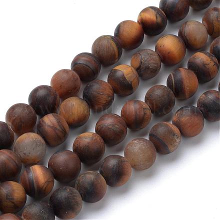 Natural Tiger Eye Round Bead Strands G-T055-12mm-04-1