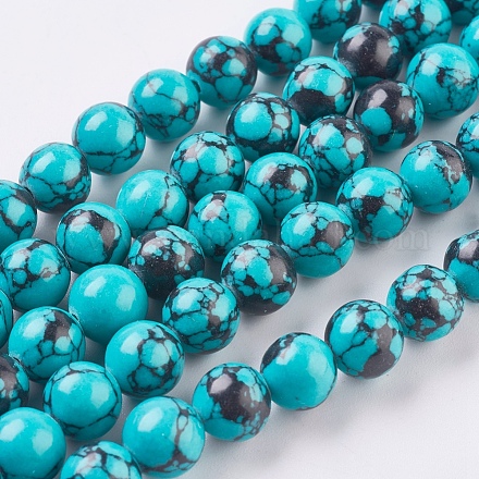 Chapelets de perles en turquoise synthétique TURQ-P028-01-8mm-1