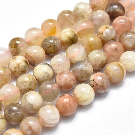Chapelets de perles de sunstone naturelle naturelles G-M353-A11-6mm-1