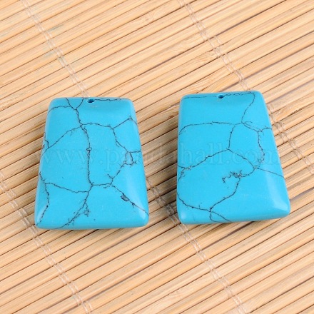 Trapezoid Synthetic Turquoise Pendants G-F271-02-1
