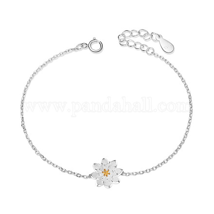 Pulsera de eslabones de flor de loto blanca de plata de ley 925 de moda shegrace JB07A-1