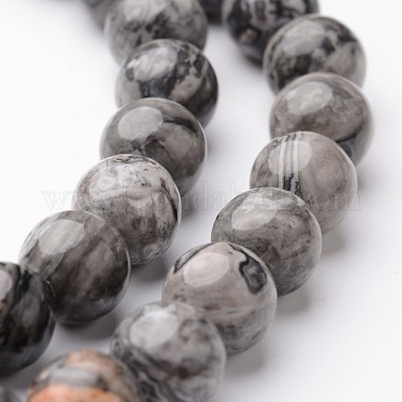 Chapelets de perles de carte pierre/en picasso pierre/en picasso jasper ronde naturel G-J346-03-8mm-1
