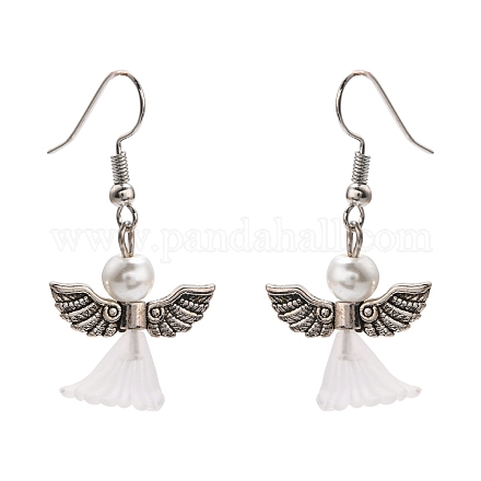 Lovely Wedding Dress Angel Dangle Earrings EJEW-JE00521-09-1