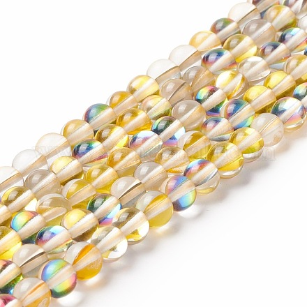 Chapelets de perles en pierre de lune synthétique G-E573-02A-19-1