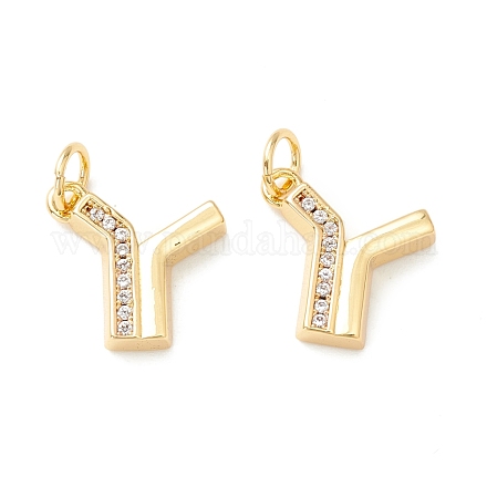 Rack Plating Eco-friendly Brass Micro Pave Clear Cubic Zirconia Charms KK-D072-01G-Y-NR-1