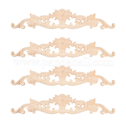 SUPERFINDINGS 2pcs Wood Carving European Style Corner Flower Boutique Applique Cabinet Door Flower Background Wall Decoration AJEW-OC0001-58-1