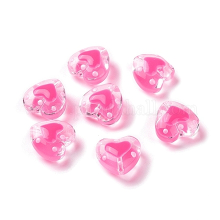 Glass Heart Beads GLAA-D005-01B-1