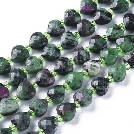 Natural Rudy in Zoisite Beads Strands G-E560-T01-1