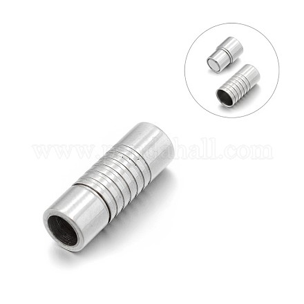 Smooth 304 Stainless Steel Column Magnetic Clasps with Glue-in Ends STAS-E089-33A-1