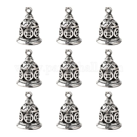 Vintage Antique Silver Brass Bell Charms Pendants X-KK-I257-AS-1