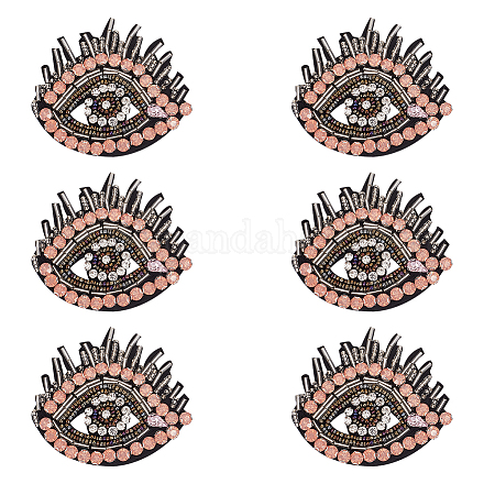 ナザールボンジュウガラスラインストーンビーズ装飾アクセサリー  パッチを縫う  ピンク  67x73x6mm DIY-WH0401-30-1