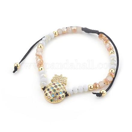 Glass Braided Bead Bracelets BJEW-JB04023-02-1