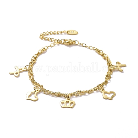 304 bracelets multi-rangs doubles chaînes en acier inoxydable BJEW-C019-08G-1