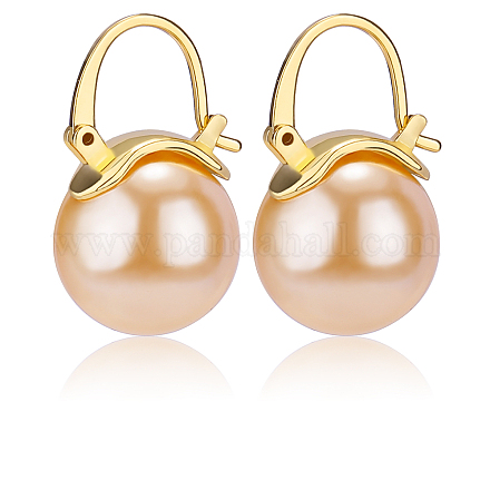 Boucles d'oreilles en perles gris boule ronde créoles pendantes boucles d'oreilles élégantes coquille perle goutte imitation perles de culture d'eau douce boucles d'oreilles breloques en laiton bijoux cadeau pour les femmes JE1096B-1