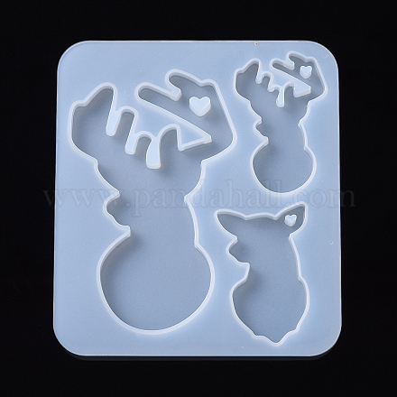 Moldes de silicona colgante de cuerno de reno navideño X-DIY-I026-14-1