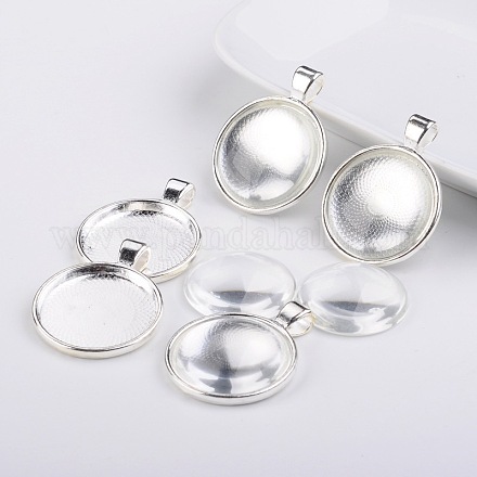 25mm Transparent Clear Domed Glass Cabochon Cover for Alloy Photo Pendant Making DIY-F007-14S-RS-1