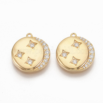 Brass Micro Pave Clear Cubic Zirconia Charms ZIRC-Q021-023G-NF-1