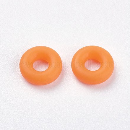シリコンビーズ  DIYブレスレットの製作  ドーナツ  ダークオレンジ  5x2mm  穴：1mm SIL-E001-S-15-1