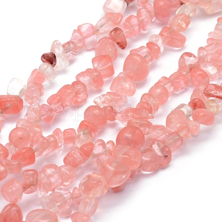 Chapelets de perles en verre de quartz de cerise G-P332-05-1
