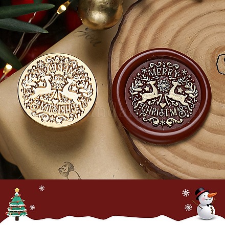 Tête de tampon en laiton pour sceau de cire sur le thème de Noël TOOL-R125-05B-1