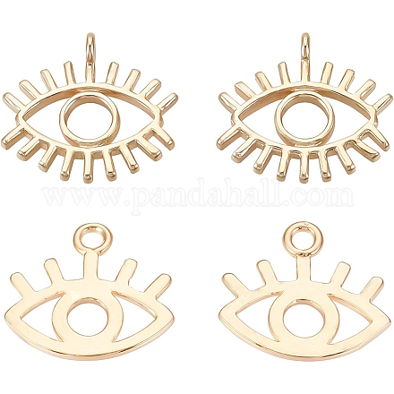 BENECREAT 20Pcs 2 Style 18K Gold Plated Evil Eye Charms Pendants Golden Brass Evil Eye Chrams for Bracelet and Earrign Making KK-BC0006-89-1