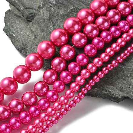Abalorios de vidrio teñido de perla redondos HY-X0001-03-1