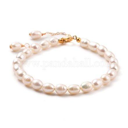 Natürliche kultivierte Süßwasserperlen Perlen Armbänder BJEW-JB05325-01-1