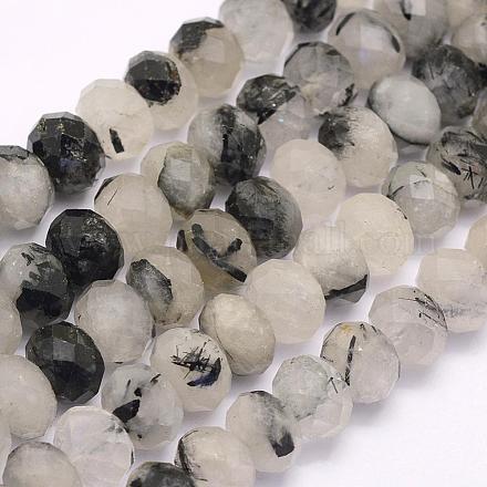 Natural Black Rutilated Quartz Beads Strands G-F509-56-7x10mm-1