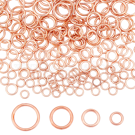 Ph pandahall 200 Uds anillos de salto cerrados 4 tamaños anillos de salto de latón anillos o cerrados de oro rosa calibre 16~18 conectores de anillo redondo para llavero gargantilla pendientes collares pulsera fabricación de joyas KK-PH0009-06-1