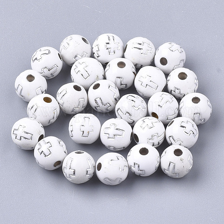 Perles acryliques plaquées PACR-Q113-10N-1