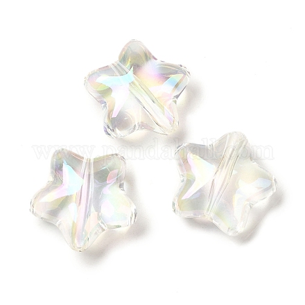 Perlas de acrílico iridiscentes de arco iris chapado en uv transparente OACR-A021-01-1