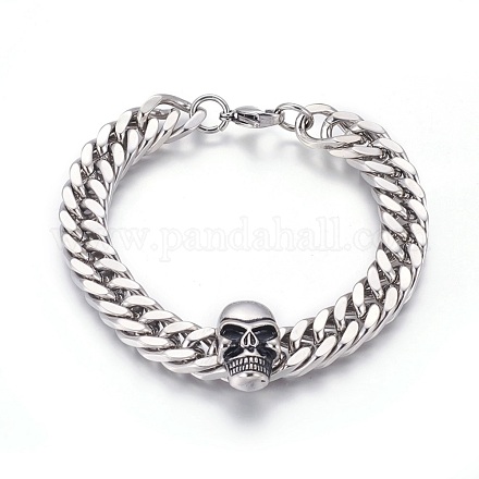 304 Stainless Steel Curb Chain/Twisted Chain Bracelets BJEW-L665-02AS-1