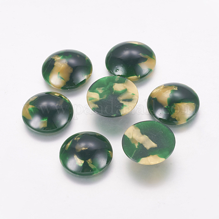 セルロースアセテート（樹脂）カボション  半円  濃い緑  15.5~16x6mm X-KY-S075-007-1