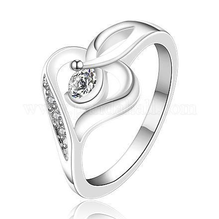 Los anillos de dedo corazón circonio cúbico exquisita de latón para las mujeres RJEW-BB13091-8-1
