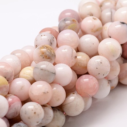Rotonde rosa naturale perline opale fili G-K071-12mm-1